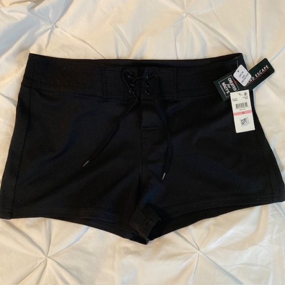 Island Escape Womens Tie-Front UPF 50 Shorts Black Size 10 NWT - Picture 2 of 7